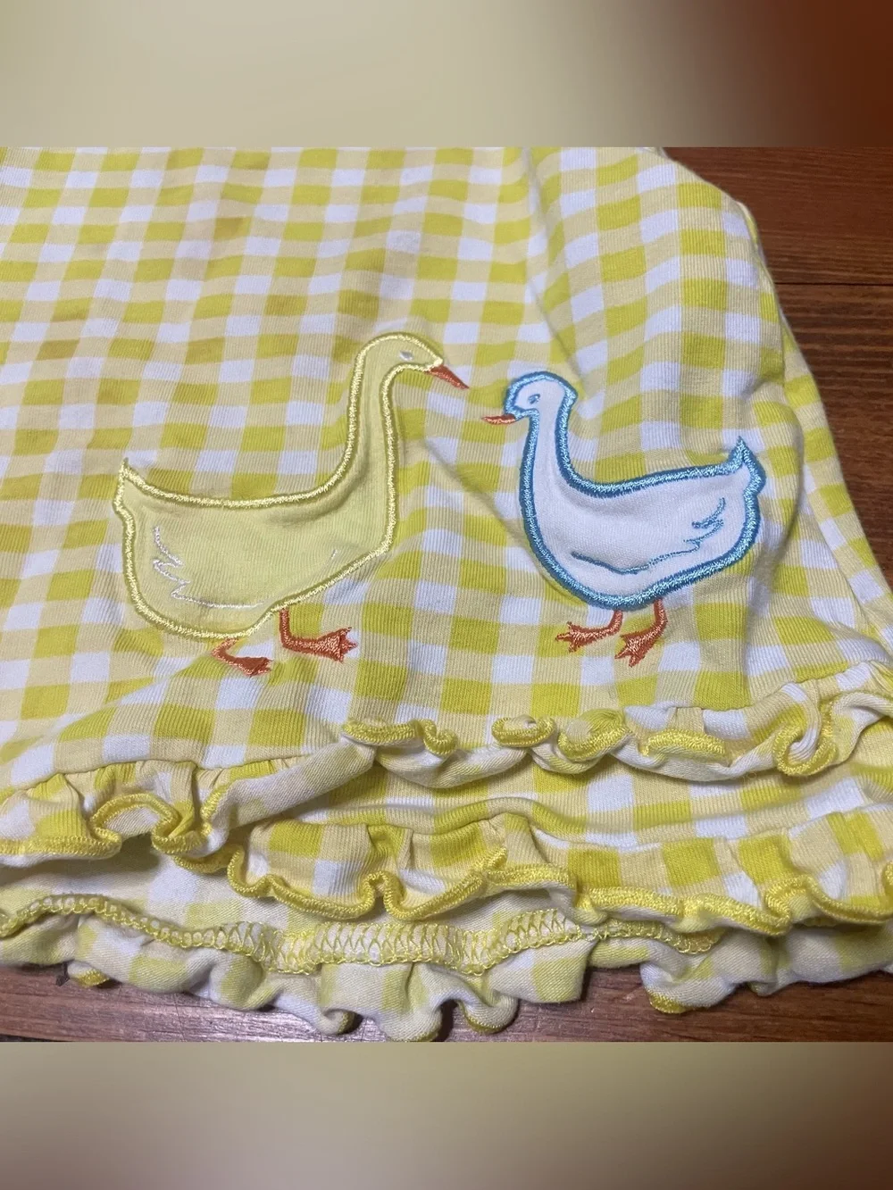 Florence Eiseman Blossom & Sprout Yellow & White Gingham Tank with Duck Motif 2T